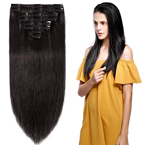 20 Inch 105g Clip In Remy Human Hair Extensions Full Head 8 Pieces