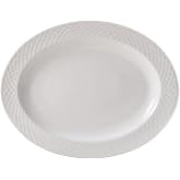 Mikasa Trellis White Bone China Lightweight Chip Resistant Oval Serving Platter, White
