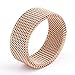 18K-rose-gold-stainless-steel Circle Woven Mesh Rings For Women Men Jewelry Wedding Rings Size 6 to 10