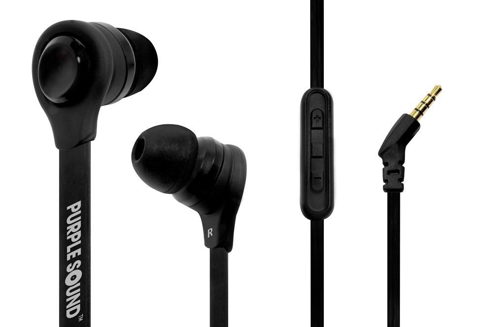Purple Sound DG001 Made for iPhone/iPad/iPod, Tangle Free, Bass Rich Earphones, with 3-Button Mic & Remote