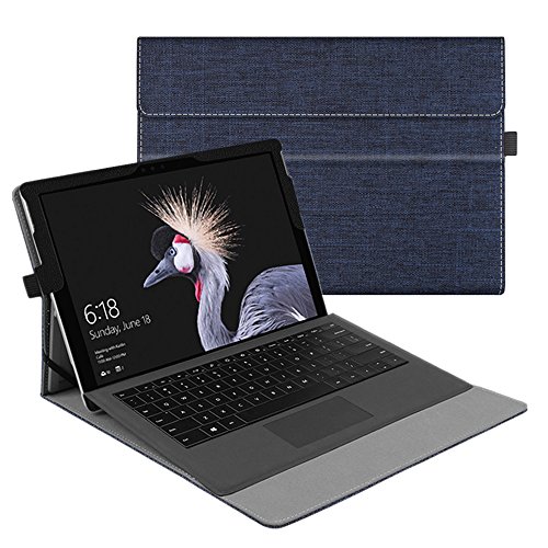 Fintie New Surface Pro 2017 / Surface Pro 4 Case, Multi-Angle Viewing Portfolio Business Cover for Microsoft Surface Pro 2017 / Pro 4 / Pro 3, Compatible with Type Cover Keyboard - Denim Indigo