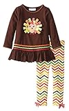 Bonnie Jean Little Girls Thanksgiving Brown Ribbon Turkey Legging Set