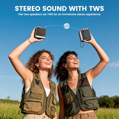 AOC ACS2311 Caixa de Som Portátil, Caixa de Som Bluetooth, à Prova d'Água IPX5, 12 Horas de Reprodução,Som Limpo e Potente, Emparelhamento Estéreo Sem Fio, Ideal para Casa e Viagens