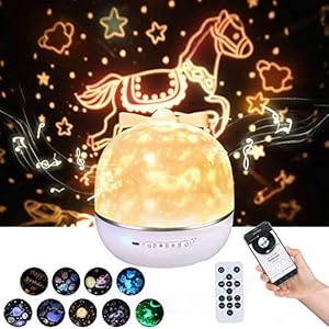 Lightess Sternenhimmel Projektor Lampe Bluetooth Musik LED Nachtlicht Baby Projektionslampe mit 9 Projektionsfilmen 360…