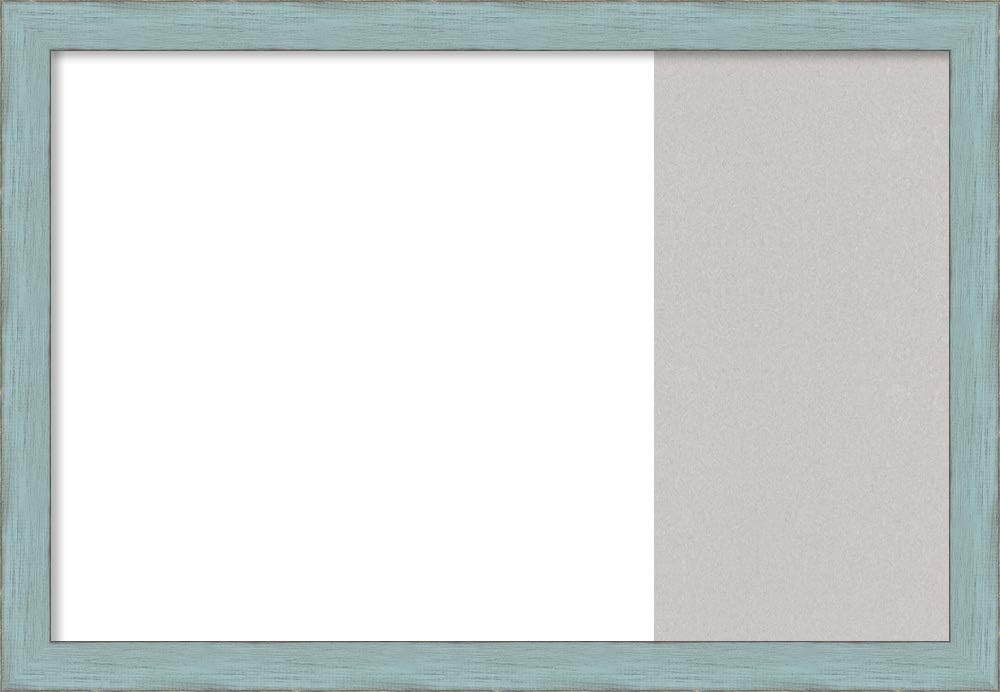 Framed Dry Erase and Cork Board Combo | Bulletin Boards and Cork Boards | Multifunctional Combo Boards | Sky Blue Rustic Frame | 29.25 x 20.25"