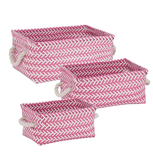 Honey-Can-Do STO-06688 Zig Zag Set of Nesting Baskets with Handles, Set of 3-Pack, Hot Pink