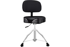TENTOTEN Drum Throne with Backrest Drum Chair, Portable Removable Drum Throne Seat Soft Velvet Top Hydraulic Drum Stool for A