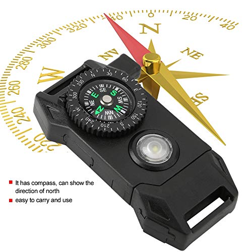 Survival Buckle, Multifunctional Plastic Buckle with Compass Flint Scraper Fire Starter, Outdoor Camping Emergency Survival Travel Kits for Camping Hiking Hunting(Black)