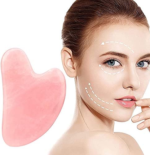 Amazon Com Pink Gua Sha Scraping Face Massage Tool Rose Quartz Facial Massager Tool Traditional Scraper Tool For Anti Aging Wrinkles Skin Tightening Lift Firming Eye Puffiness Treatment Beauty