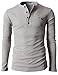 H2H Men's Double Layer Henley Shirt-Casual Long Sleeve Waffle Knit Slim Fit Gray US S/Asia M (KMTTL062)