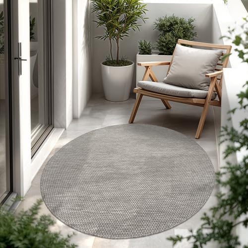 Paco Home Outdoor Teppich, Wetterfest Pflegeleicht Küchenteppich Ideal für Terrasse Balkon Garten, Flachgewebe Sisaloptik Modern Einfarbig meliert, 16