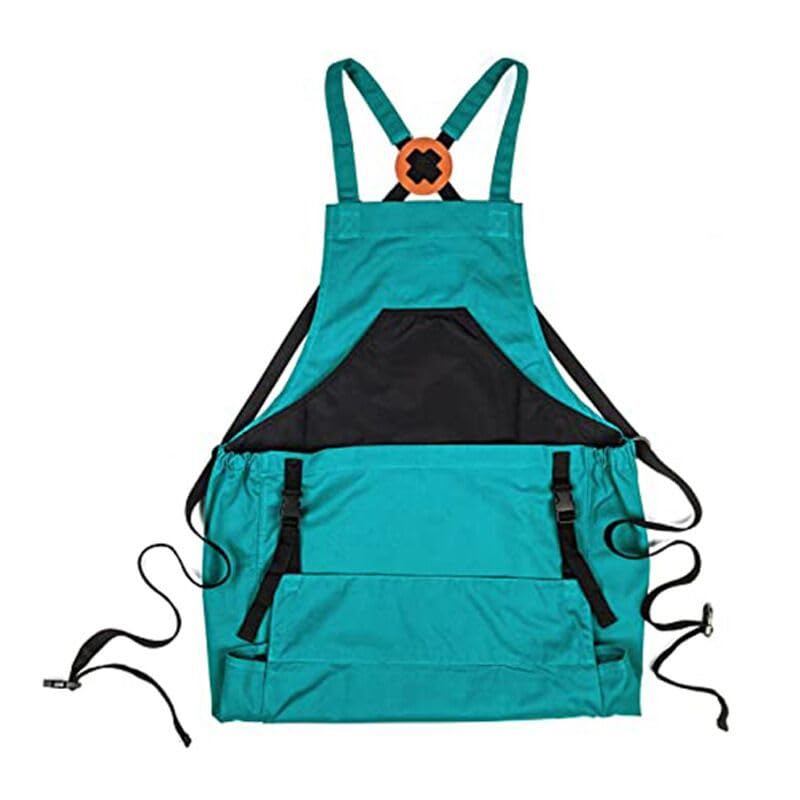 CHAILIQIANGG Adjustable Garden Apron, Canvas Work Apron with Pockets Waterproof Gardening Apron Kitchen Apron Harvest Horticultural Bag Fruits Vegetables for Men and Women, blue, 80 cm