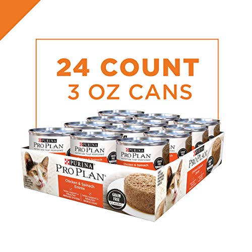 Purina Pro Plan Grain Free Pate Wet Cat Food, Chicken & Spinach Entree - (24) 3 oz. Pull-Top Cans - //medicalbooks.filipinodoctors.org