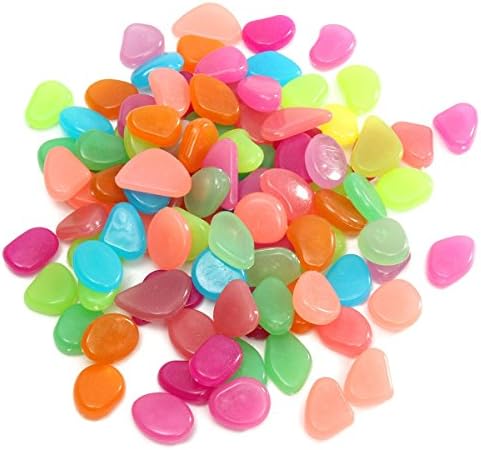 200 pcs Glow in the Dark Stones,Glow Gravel Stones,Garden Pebbles Rocks for Outdoor,Walkway, Window, Yard Grass,Powered By Light And Solar Colorful