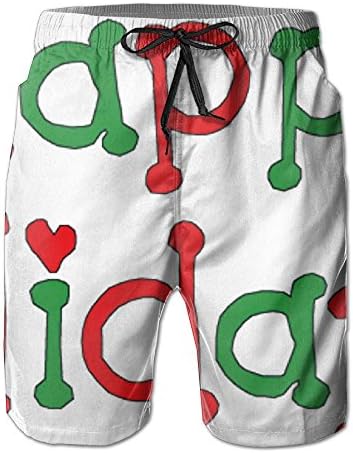 RYUO Happy Holidays Beach Shorts Fashion Hawaiian Classical Basketball