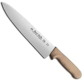 Dexter Russell S145-10T-PCP Chef’s Knife, 10" DEXSTEEL High Carbon Stain-Free Steel Blade, Curved Edge Design, Tan Textured Polypropylene Handle, NSF Certified, Culinary Kitchen Cook Knife