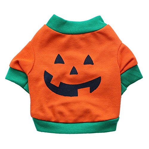 Bestanx Pet Dog Halloween Party Costume Puppy Cat Cotton Pumpkin T-shirt