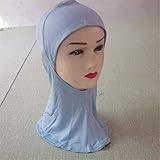 Cotton Head Neck Chest Cover Wear Band Bonnet Hijab Islamic Turban Scarf Light Blue