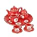 MagiDeal Dollhouse Miniature Dining Ware Porcelain Tea Set Dish Cup Plate 8pcs Red