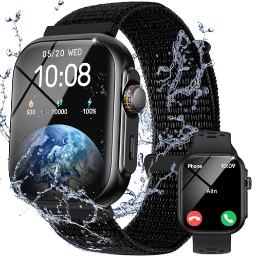 Parsonver Smartwatch for Men and Women with Integrated GPS, Bluetooth Calls | 30M Waterproof Smartwatch for Swimming, Fitness Tracker with Heart Rate, Sleep, Compatible Android iOS, Black