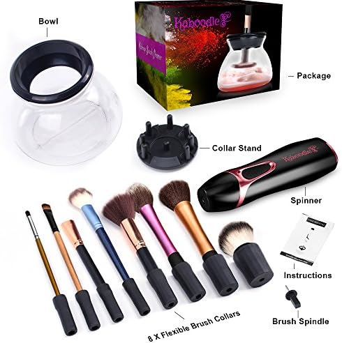 KABOODLE PREMIUM MAKEUP BRUSH CLEANER AND DRYER! MAKEUP BRUSH CLEANER FOR ALL SIZES OF MAKEUP BRUSHES WITH AUTOMATIC WASH AND DRY IN SECONDS. THE CLEANER WILL REMOVE OIL AND IMPURITIES.