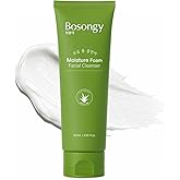 BOSONGY Moisture Foam Facial Cleanser, Korean Skincare Gentle Amino Acid Face Wash with Aloe Vera &Glycerin, Makeup Remover and Hydrating Soothing Cleanser for All Skin Types, 120ml (4.05 fl.oz.)