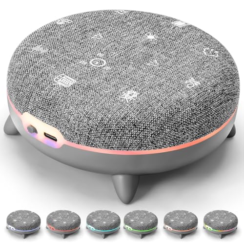 Aparelho Ruido Branco, Máquina de Ruído Branco, Máquina de Som Portátil com 7 Sons Calmantes, Temporizador de Som para Dormir e Luz Noturna