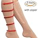 2-Pack Zipper Compression Socks for Men/Women with Open Toe, Knee High 20-30mmHg Compression Support Hose
