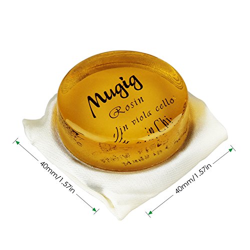 Mugig Rosin for Violin,Viola and Cello, Transparent Yellow Rosin with Exquisite Wooden Box