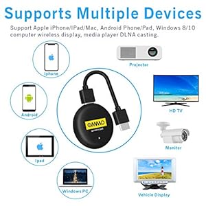 OMMO WiFi Dongle HDMI Screen Mirroring, 5G/2.4G 4K/30Hz 1080p Supporto Miracast Airplay DLNA per smartphone Android… - immagine 4