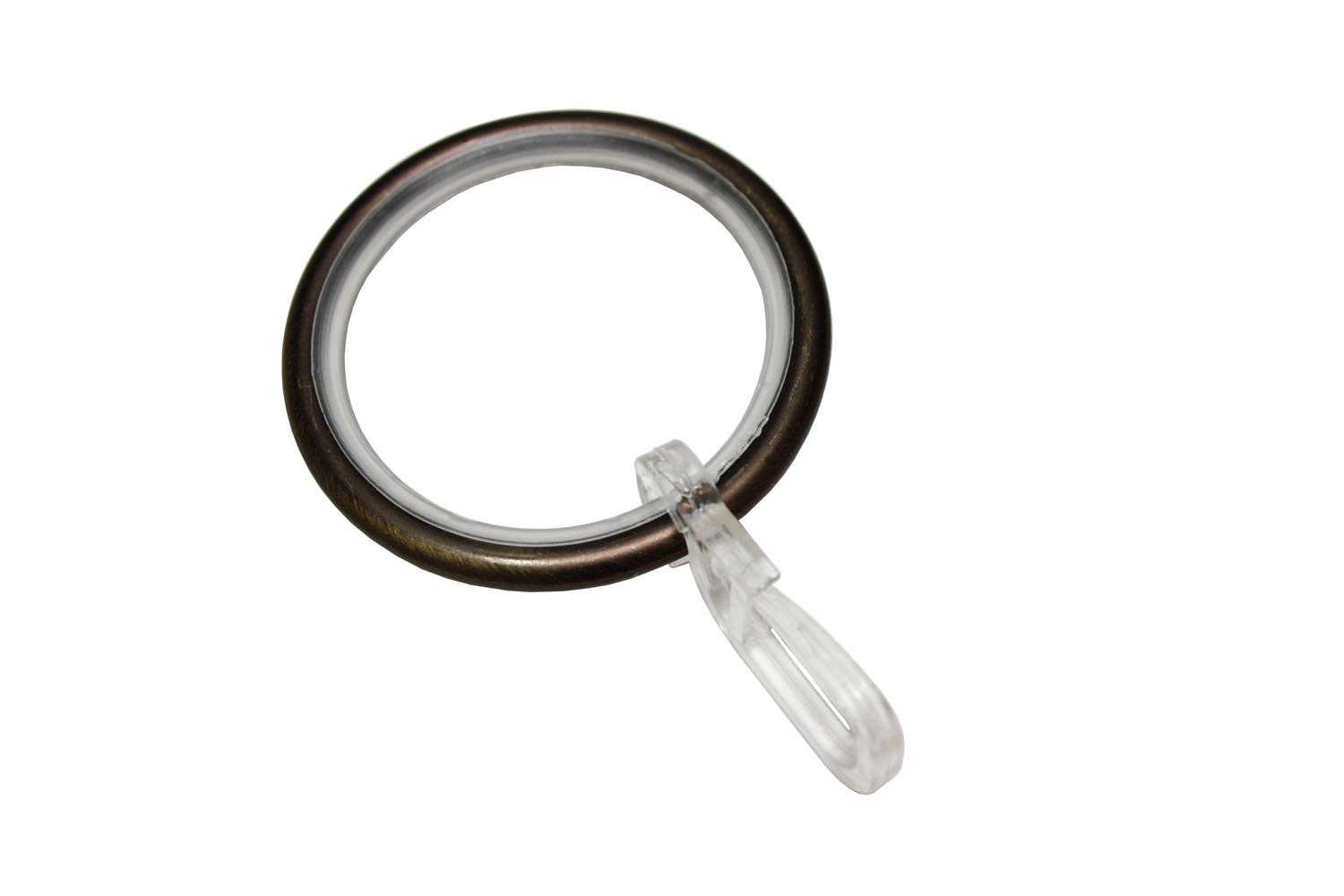Gardinia Curtain Rings For Curtain Rods With Ø 25 mm, Includes Gliding Insert and Pencil Pleat Hooks, 10 Pack, Width 4 mm, Metal, Bronze