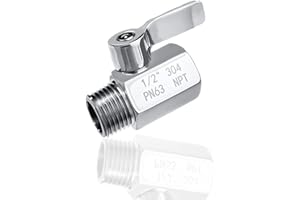 JUNHOME shower valve 304 Stainless Steel Mini Ball Valve(1/2" Female X Male) NPT Thread Water Flow Control Valve Regulator shower head shut off valve
