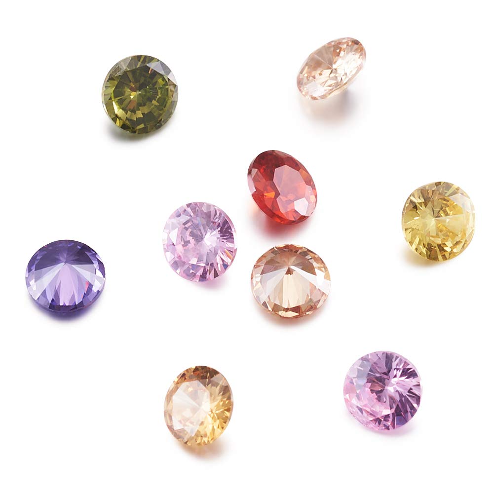 Craftdady 50pcs 4mm Cubic Zirconia Stone Colorful Loose CZ Rhinestone Faceted Cabochons for Earring Bracelet Pendants Jewelry DIY Craft Making