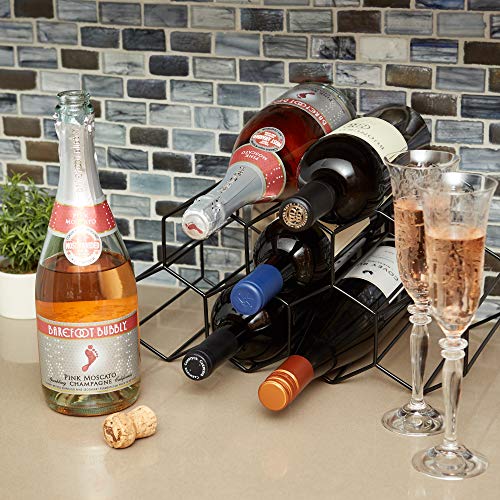 Countertop Wine Rack - 9 Bottle Wine Holder for Wine Storage - No Assembly Required - Modern Black Metal Wine Rack - Wine Racks Countertop - Small Wine Rack and Wine Bottle Holder - Tabletop Wine Rack