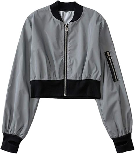 Damen Glitzer Bomberjacke - Pailletten Jacke Mit Fransen