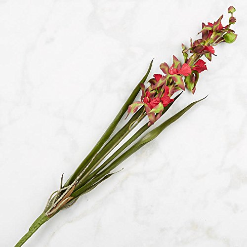 Factory Direct Craft Poly Silk Tropical Red and Green Orchid Stem for Indoor Decor | For Indoor Decor