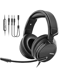 NUBWO N12 - Auriculares de diadema para videojuegos y Xbox One y PS4, 0.138 in con micrófono y micrófono para PC, ordenador portátil, videojuego con micrófono flexible