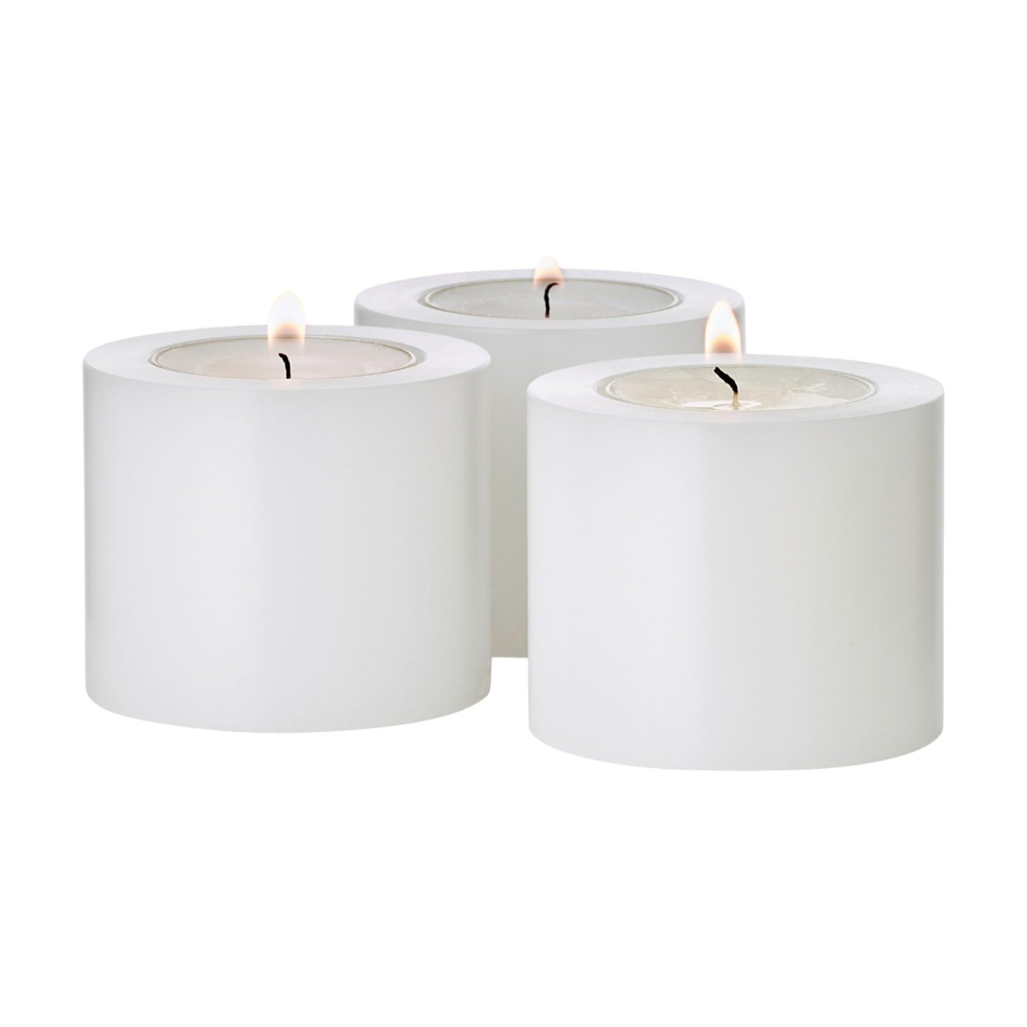 EDZARD Set of 3 tea light holders, permanent candle, height 5 cm, diameter 6 cm, heat-resistant up to 90°, made of robust, sustainable plastic