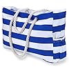 KUAK-Beach-Bag-Extra-Large-Canvas-Beach-Tote-with-100-Waterproof-Phone-Case-Top-Zipper-Cotton-Rope-Handles-Two-Elastic-Outside-Pockets-Key-Holder-Bottle-Opener-Oversized-Beach-Bags-and-Totes