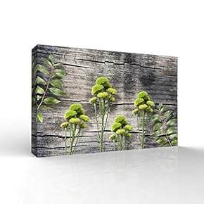 Canvas Wall Art Wood Feature Flowers Painting Artwork for Home Prints Framed - 12x18 inches