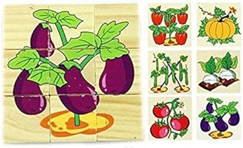 Vibgyor Vibes™ Early Age 6 in 1 Wood Block Puzzles for small Kids. (Vegetables theme)