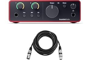FOCUSRITE Scarlett Solo 4th Gen USB Audio Interface with XLR 10 Foot Mic Cable
