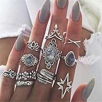 Yevison Womens Vintage Rings Set Boho Stacking Rings Crystal Finger Knuckle Midi Rings Gifts (11pcs) Durable and Useful