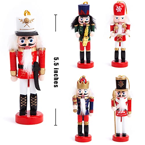 AMOR PRESENT Christmas Nutcracker Ornaments, 5.5 Inch Nutcracker Hanging Decorations Wooden Nutcracker Soldiers for Christmas Tree Gift Shelves Table Decoration