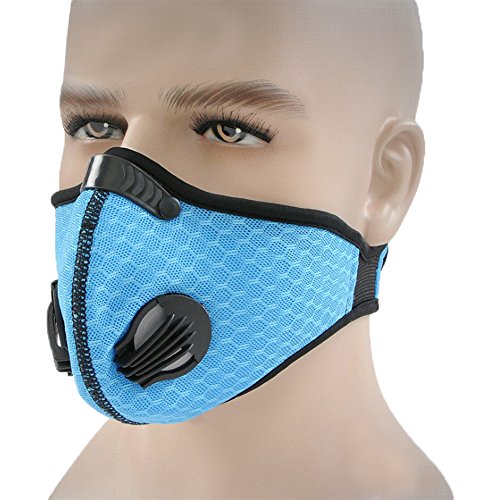 Dust Mask with Filter for Cycling Running Jogging Sawmilling Mowing Outdoor Activity Dustproof Mask TOPNISUS (Blue)