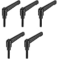 uxcell 5pcs Adjustable Clamping Lever Handle M6 x 25mm Metric Black Oxide Carbon Steel Male Threaded Stud Hand Knobs Ratchet Rotating Screw Handles Bolts with Locking Lever Black