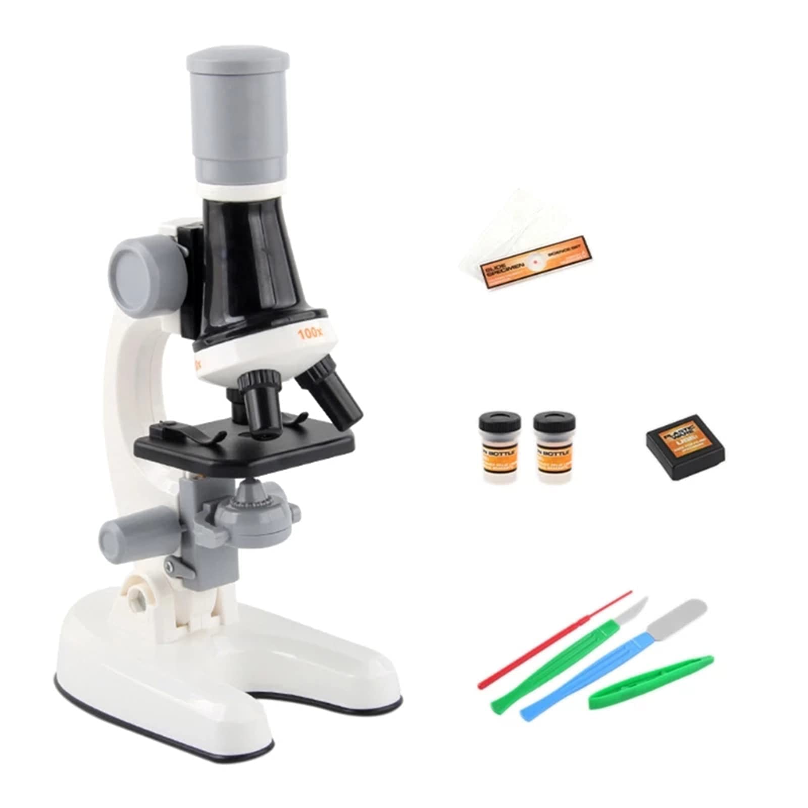 zalati Kids Microscope Kit Toys with 100X 400X and 1200X Animal and Plant Slice Samples for Scientific Education Beginner Microscope Toy