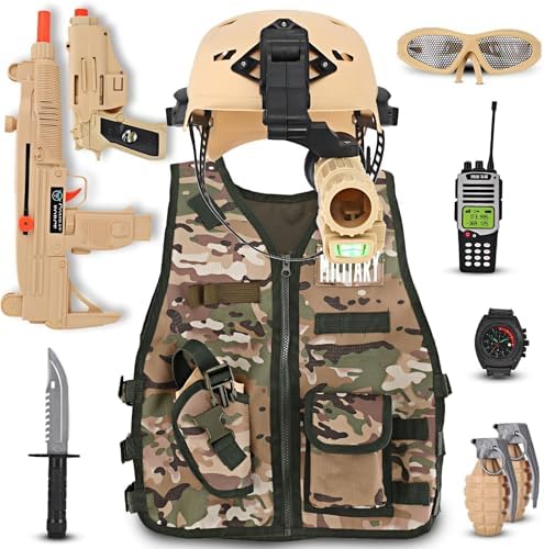 vamei 13 Piezas Disfraz Militar Niño Traje Militar para Niños Disfraz de Soldado Niño con Walkie-Talkie Metralleta Pistola Juguete Sombrero Camuflaje para Niños Niña 4-5 Años vamei 13 Piezas Disfraz Militar Niño Traje Militar para Niños Disfraz de Soldado Niño con Walkie-Talkie Metralleta Pistola Juguete Sombrero Camuflaje para Niños Niña 4-5 Años