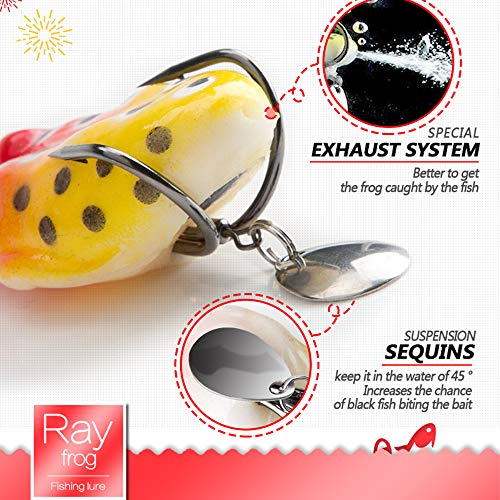 DONQL Topwater Froschköder, künstlicher Frosch-Angelköder-Set mit Angelbox für Barsch, Dogfish, Moschus, Schlangenkopf… – Bild 4