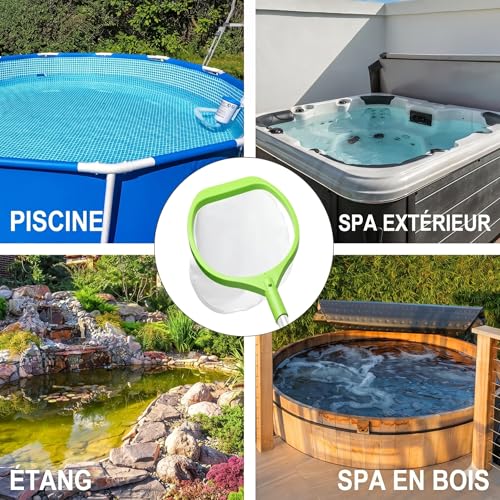 KGC Épuisette de Surface avec Manche Réglable 69 CM – Filet à Mailles Ultra Fines à Longueur Réglable pour Piscine, Étang et Spa, Idéal pour Bassins Autoportants et Compatible avec Bestway, Vert
